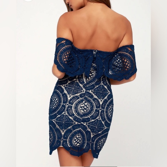 Lulus Bellissimo Navy Blue Lace Off-the-Shoulder
Bodycon Dress - Picture 3 of 8